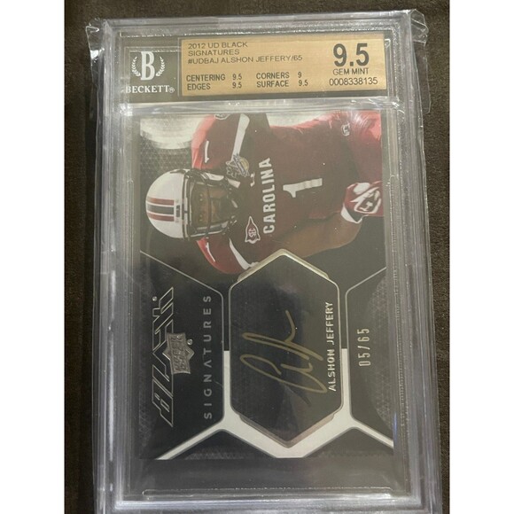 2012 UD Upper Deck Signatures Black Alshon Jeffery RC Rookie BGS 9.5 Auto 5/65‎ - Picture 1 of 7